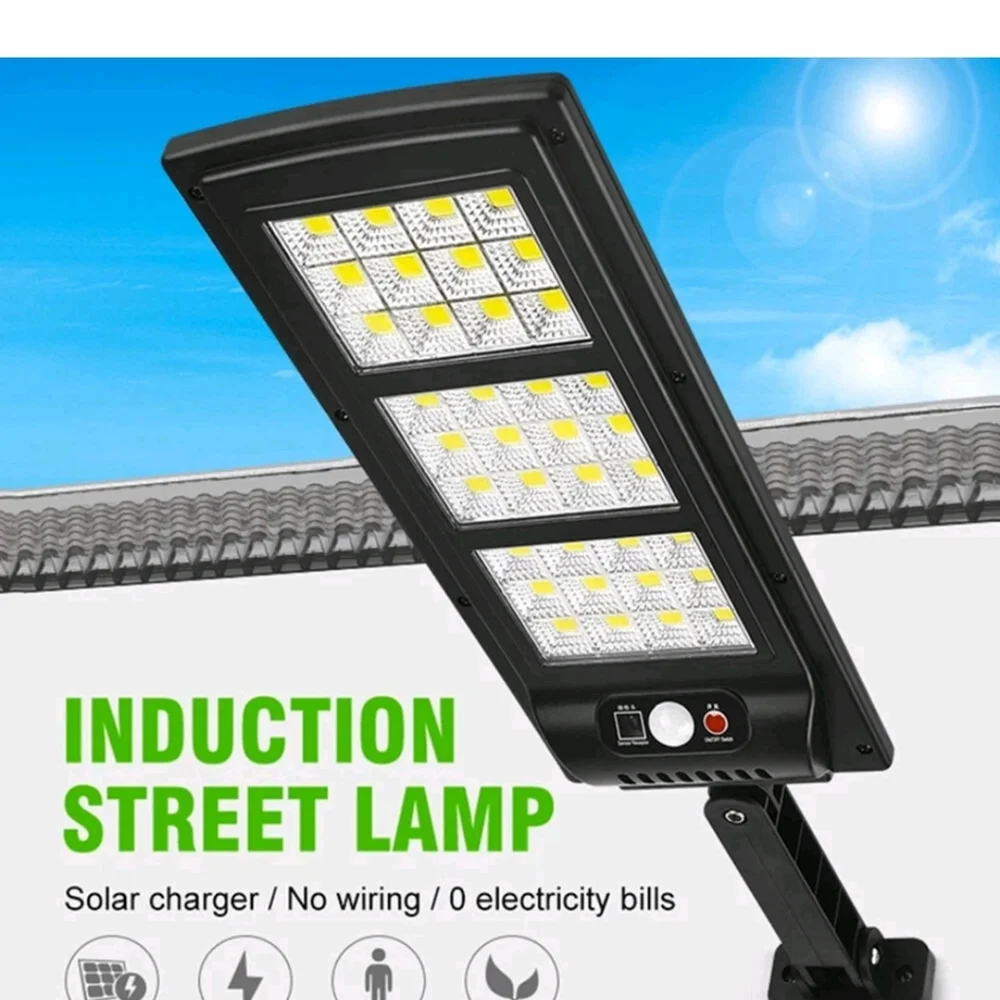 NWT 144 COB Commercial Solar Street Light Motion Sensor Lamp Dusk To Dawn
